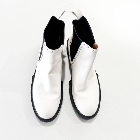 Coach Lory Leather Combat Bootie Slip on Mint Condition Chalk Off White Size 10